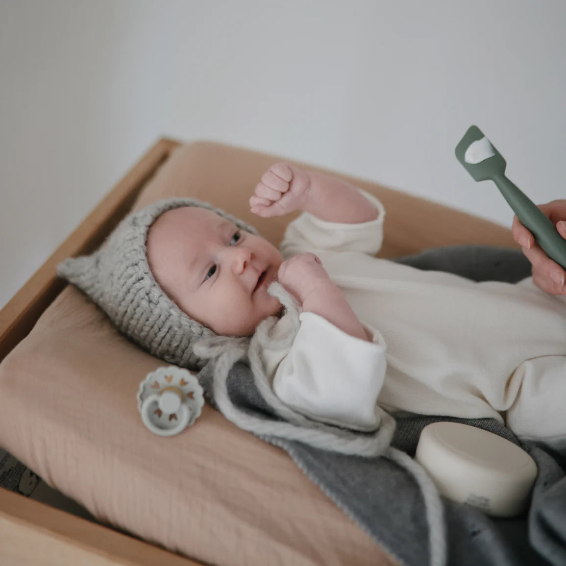 Organic Cotton Baby Changing Mat Cover (Pale Taupe)